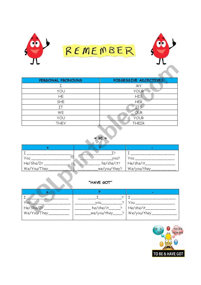 BE / HAVE GOT worksheet