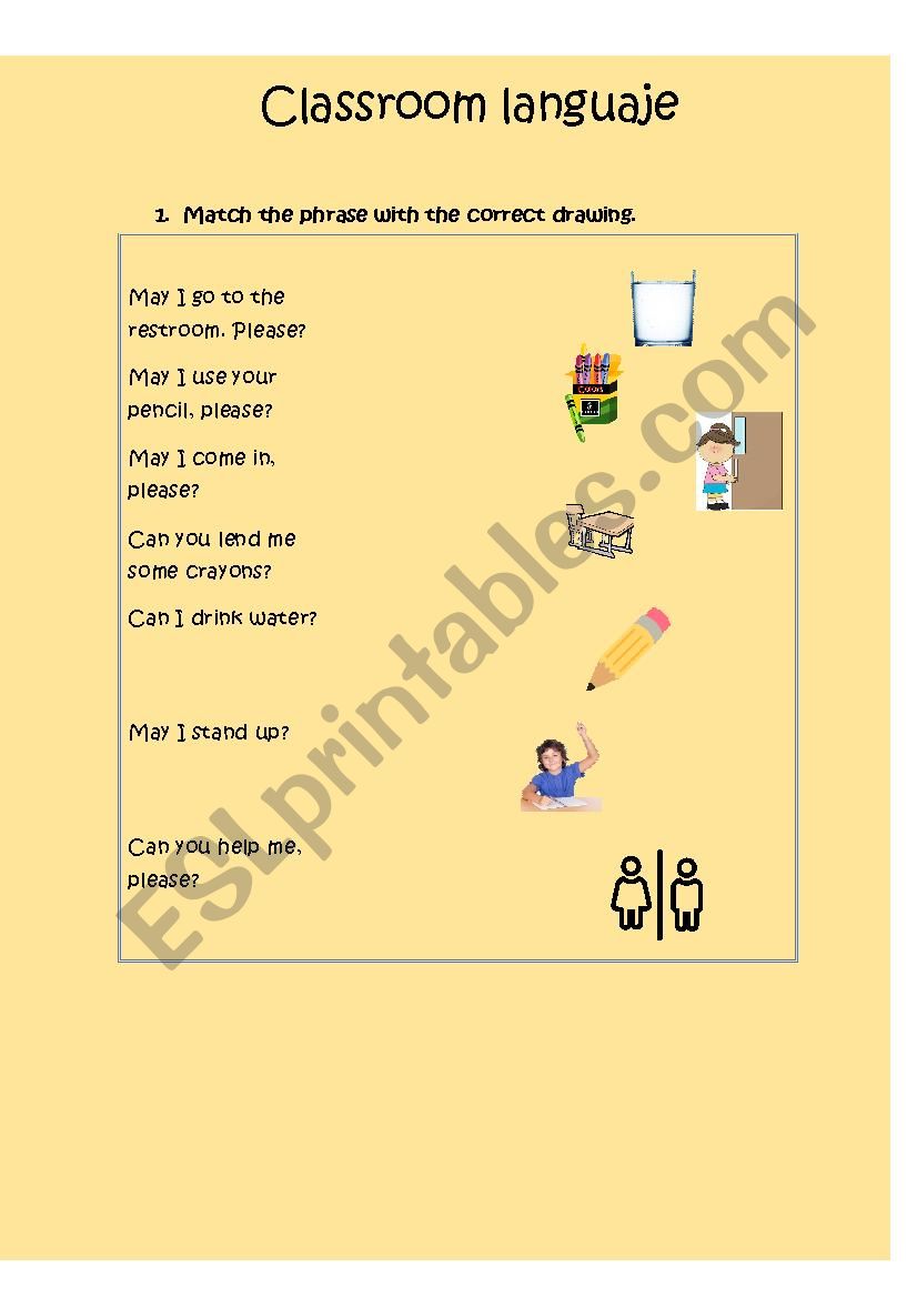 CLASSROOM LANGUAGE worksheet