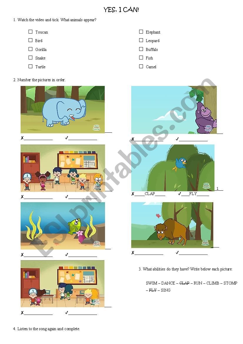 Yes, I can! worksheet
