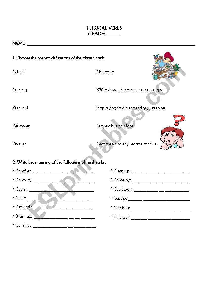 Phrasal verb 2 worksheet