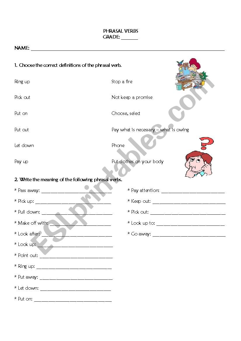 Phrasal verbs 3 worksheet