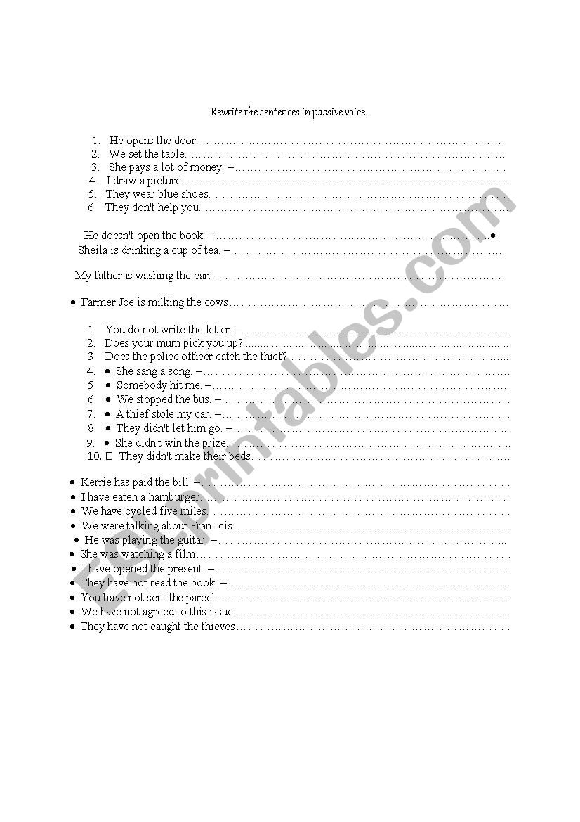 passive voice  worksheet