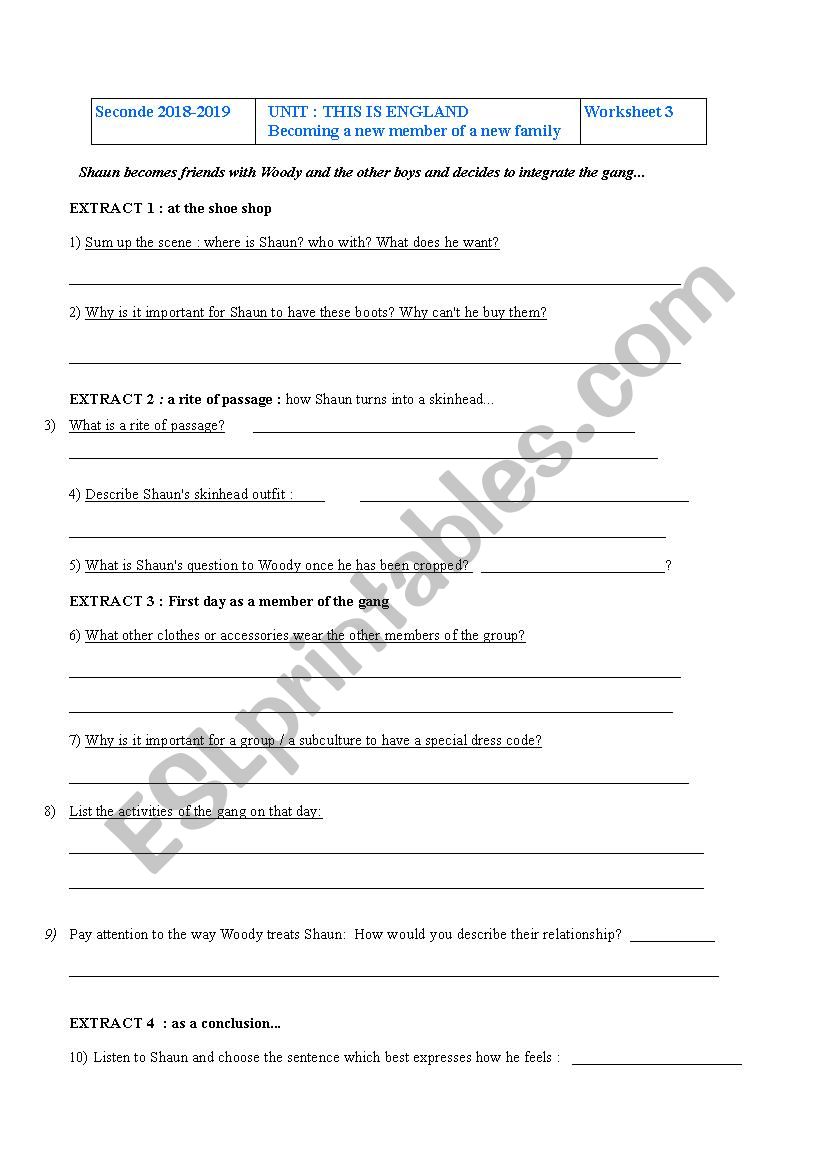 This is England worksheet 3 worksheet