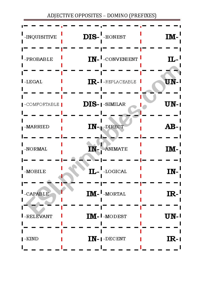 ADJECTIVES - OPPOSITES - DOMINO