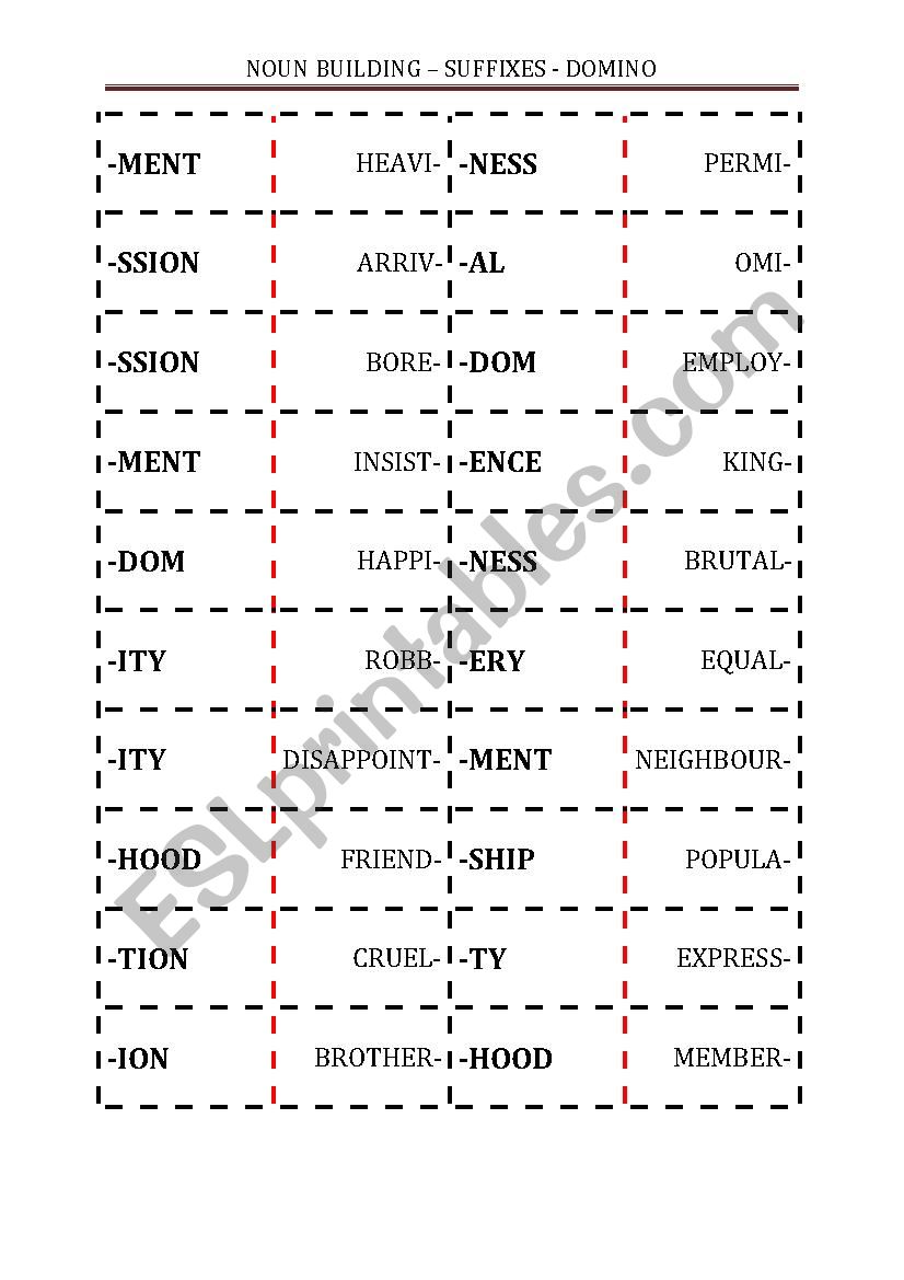 NOUNS - WORD FORMATION - SUFFIXES - DOMINO