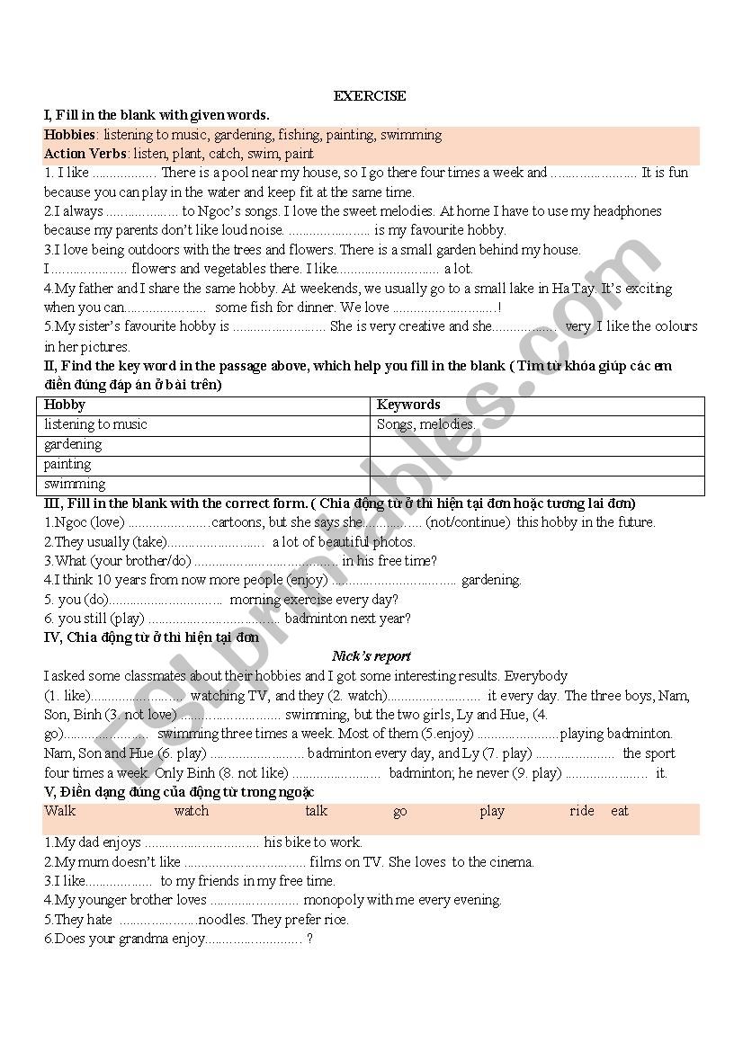 Grade 6 Unit 1 My friend exercise