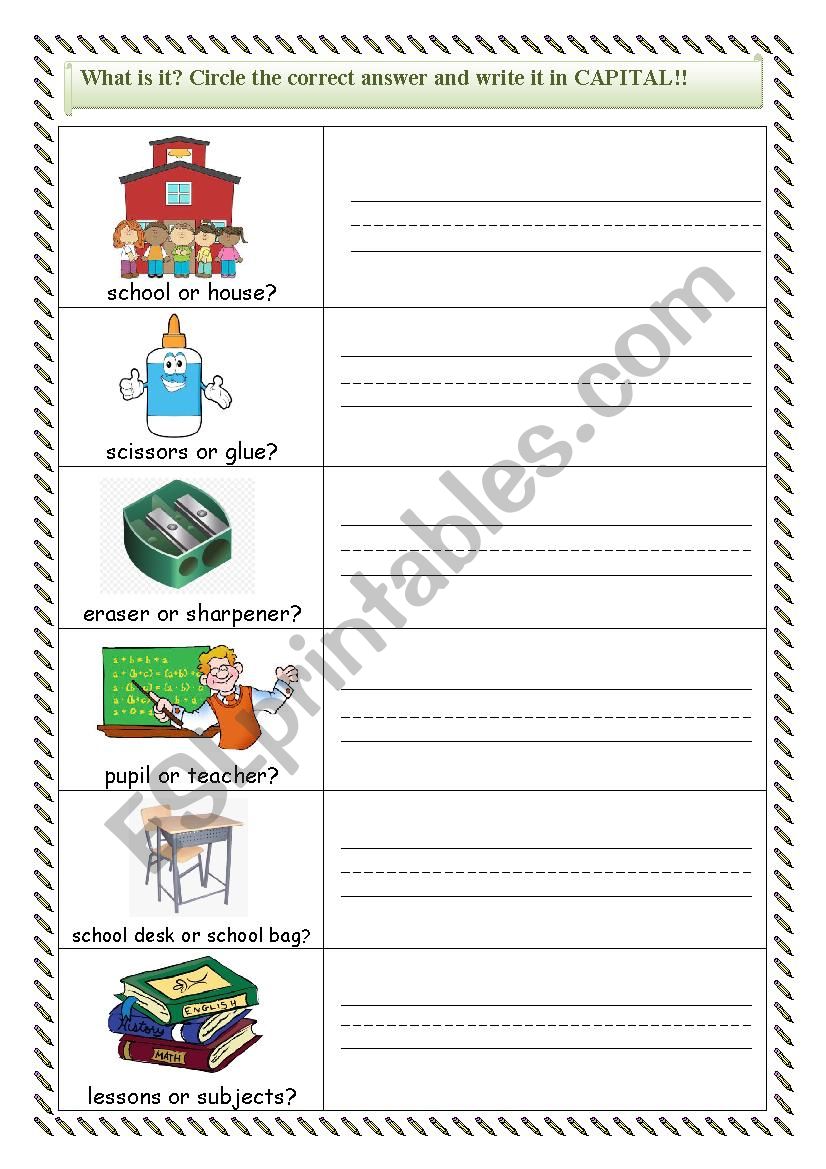 School objects for young learners 2