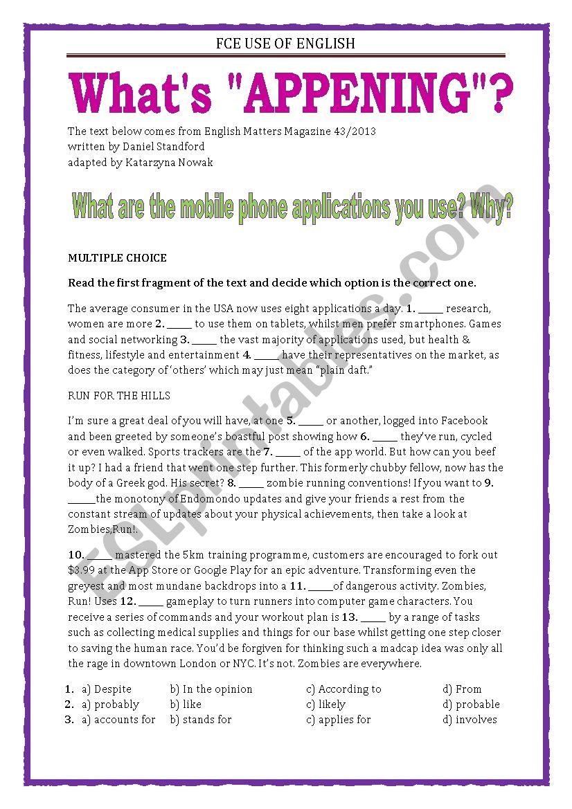 FCE - USE OF ENGLISH - WHATÂ´s APPENING?