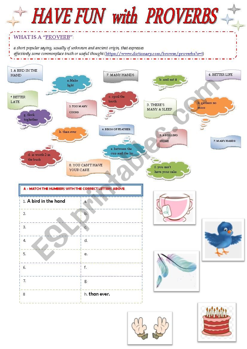 HAVE FUN WITH PROVERBS worksheet