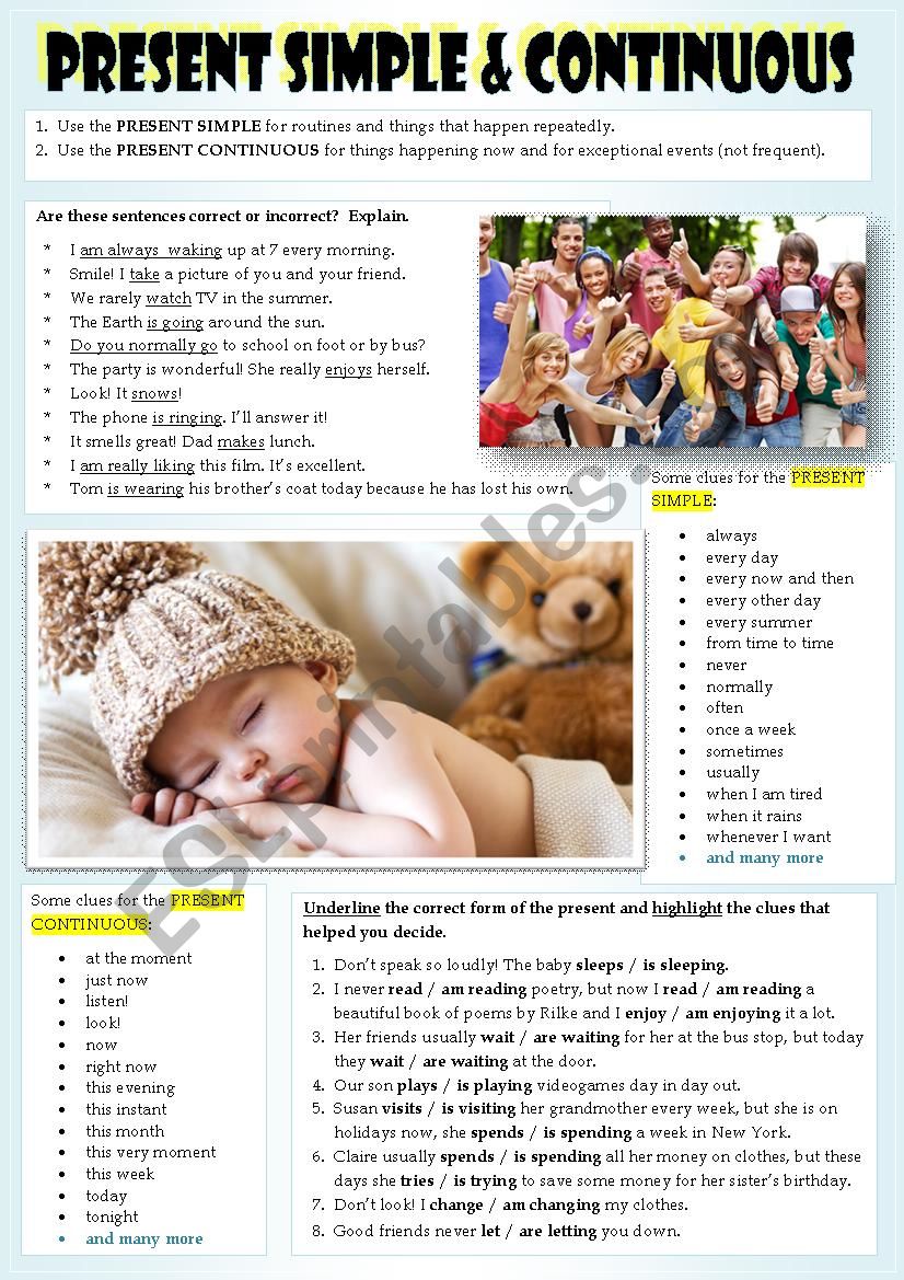 PRESENT SIMPLE & CONTINUOUS worksheet