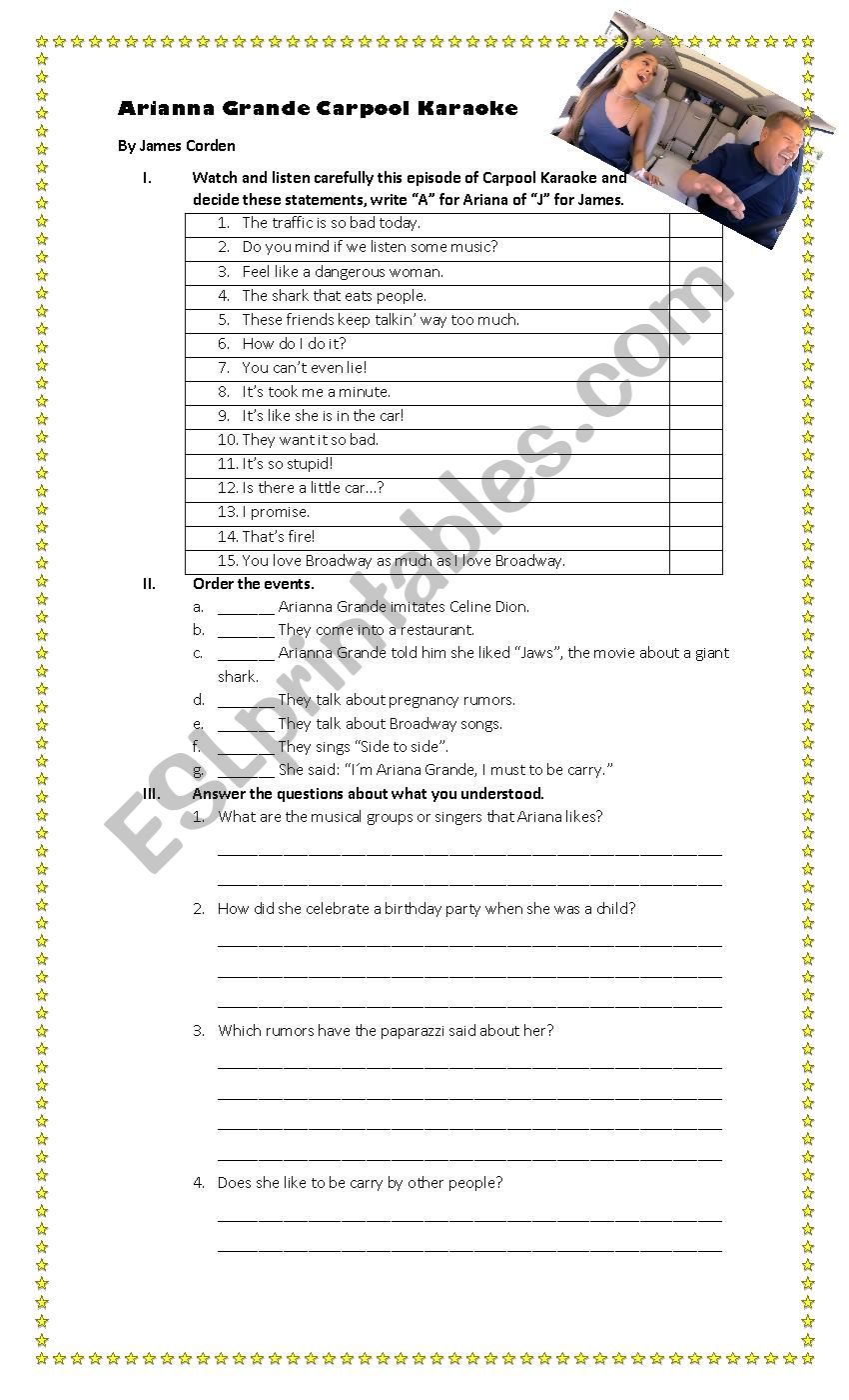 Arianna Grande Carpool Karaoke - Reported Speech Activity