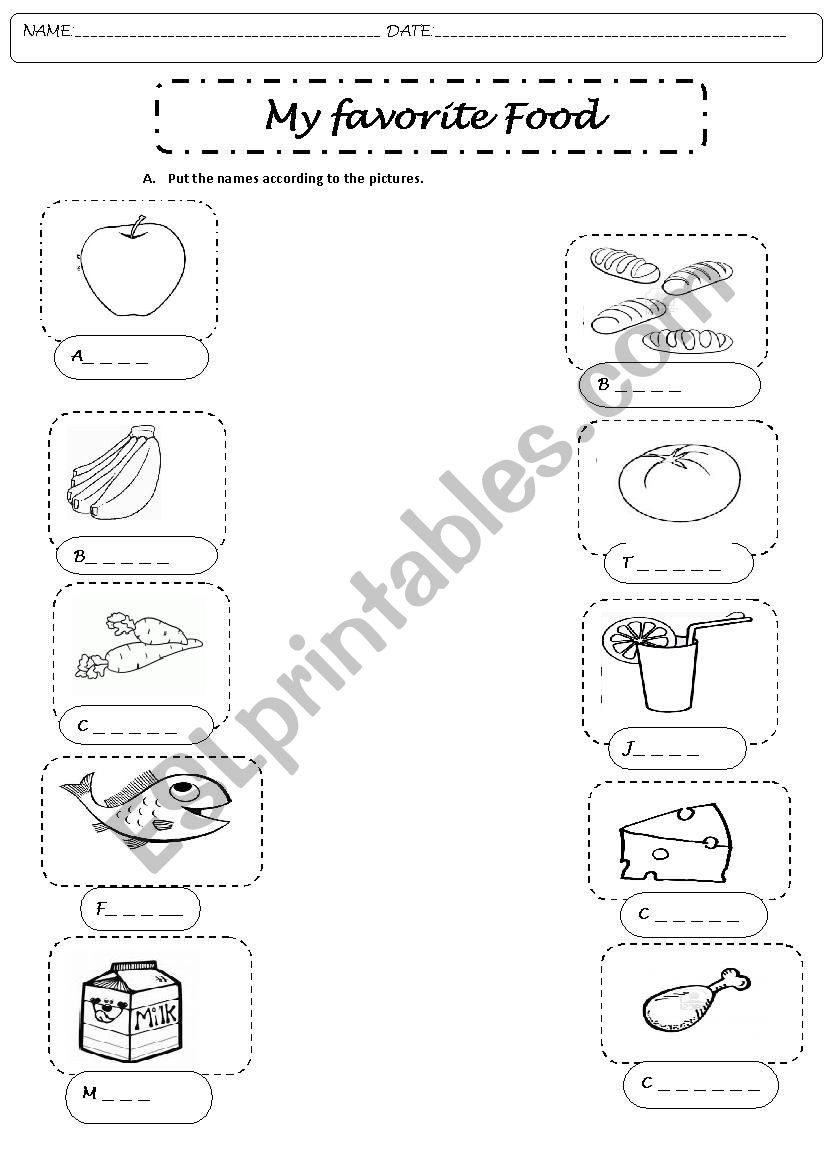 Food worksheet