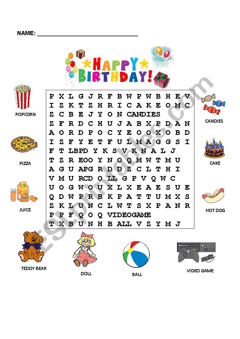 Wordsearch worksheet