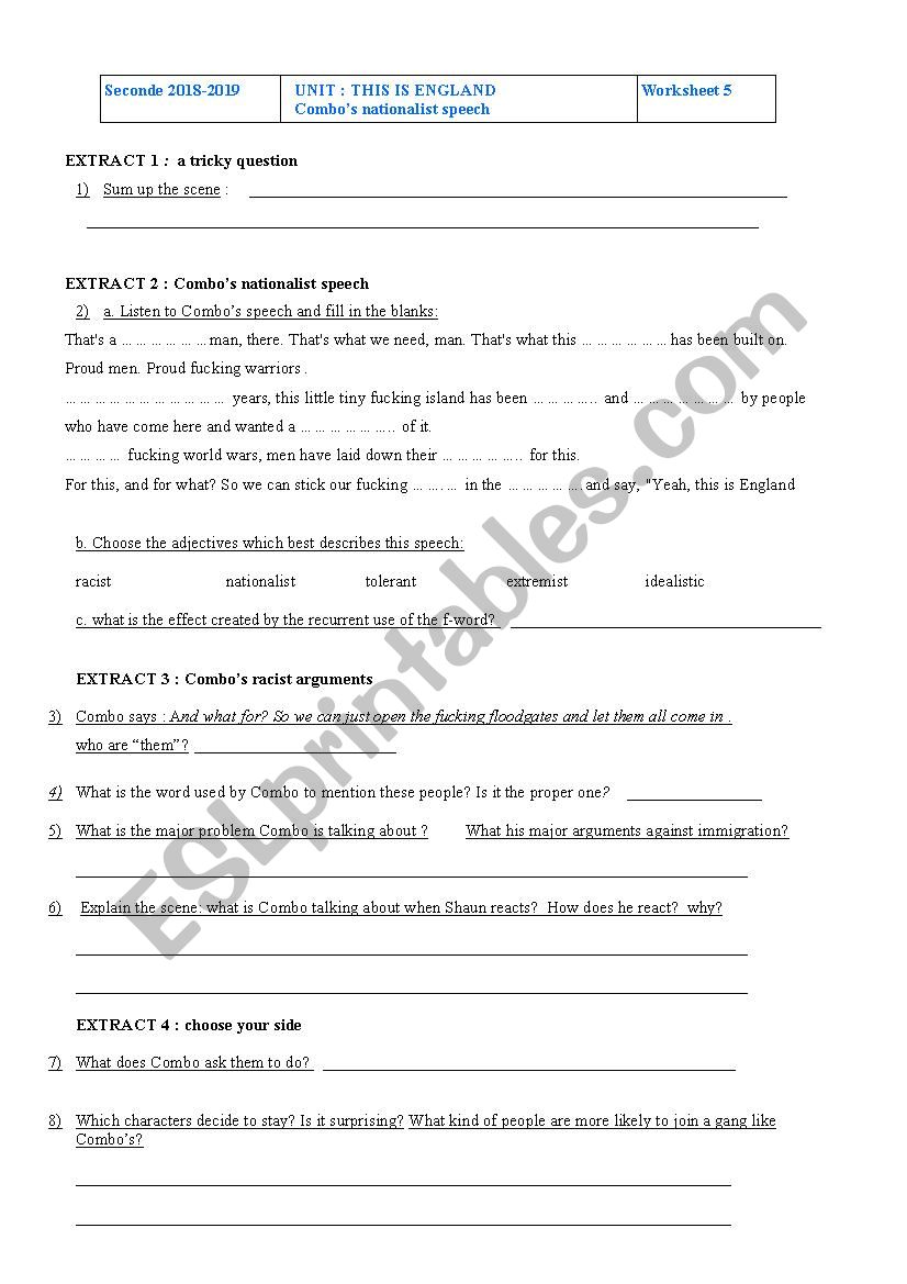 This is England worksheet 5 worksheet