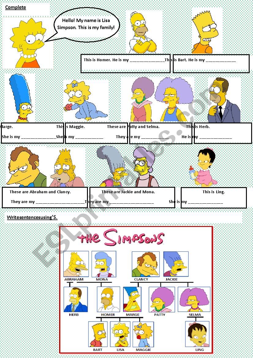 Family And Possessive Adjectives Worksheets