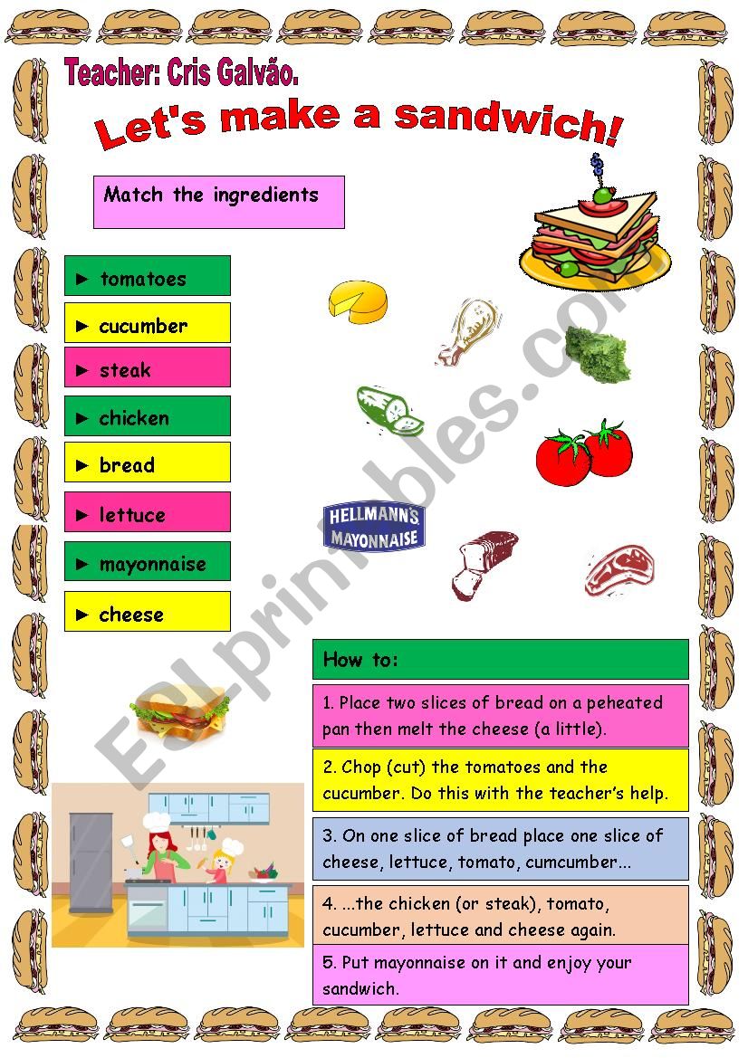 COOKING CLASS FOR KIDS OR ELEMENTARY ADULTS - ESL worksheet by crissorrir