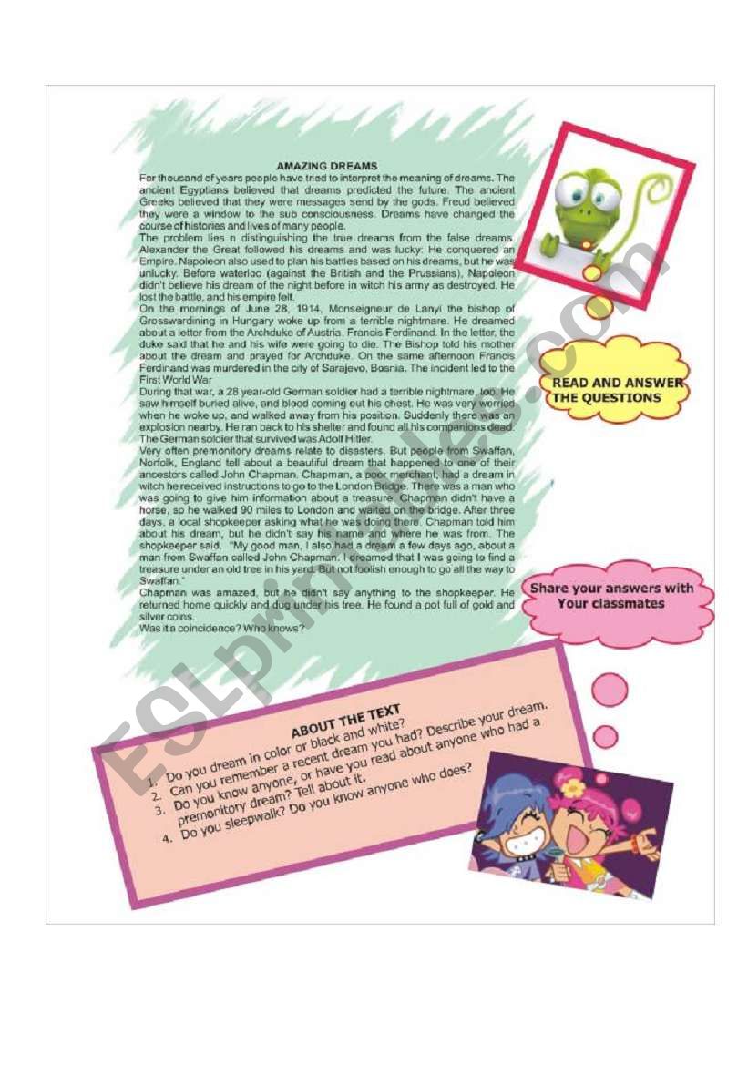 Reading Comprehension worksheet