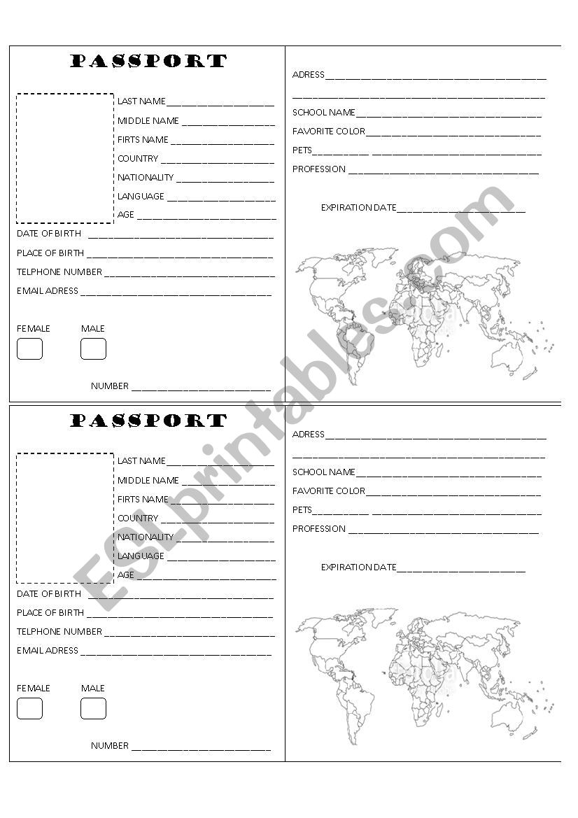 PASSPORT TEMPLATE worksheet