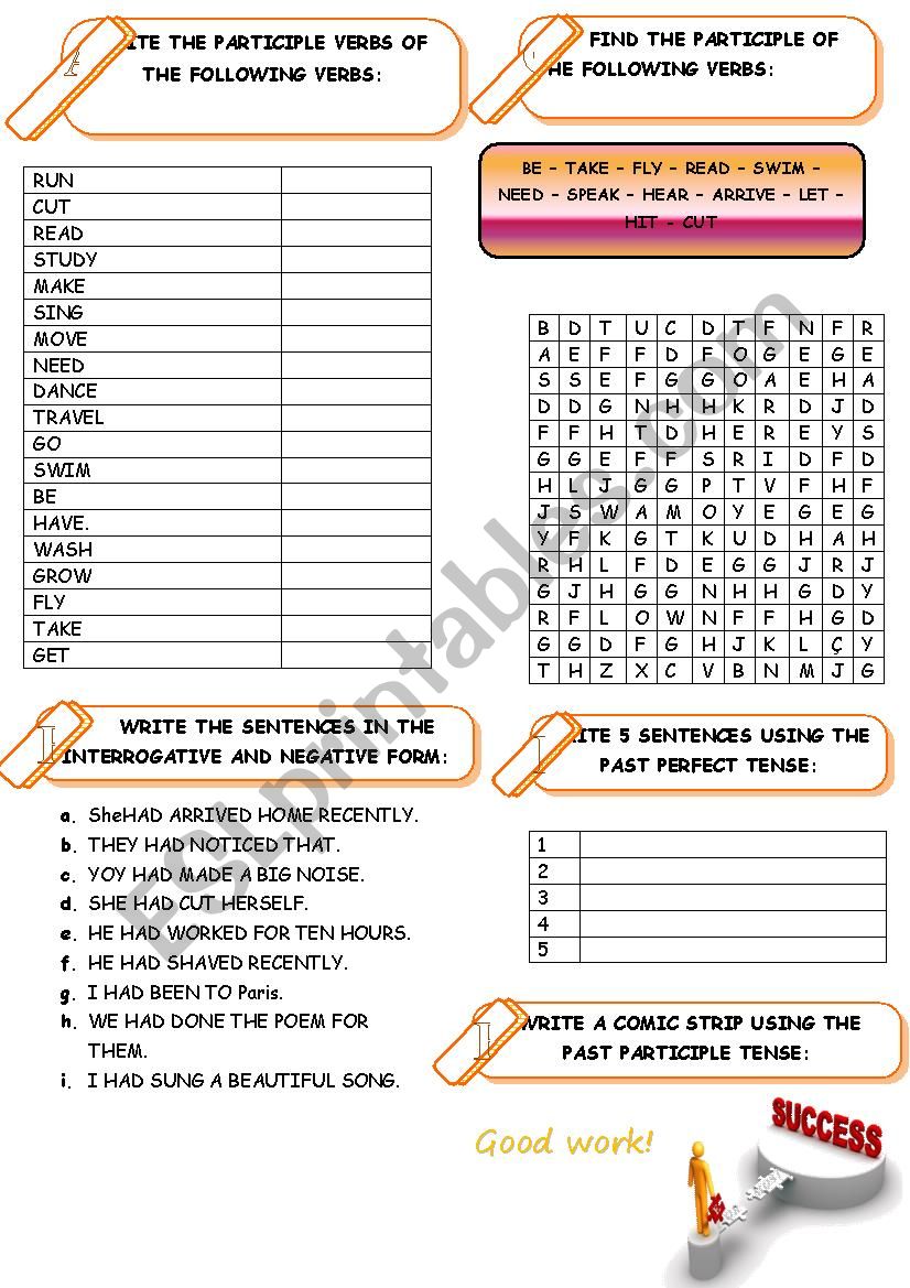 PAST PARTICIPLE TENSE worksheet