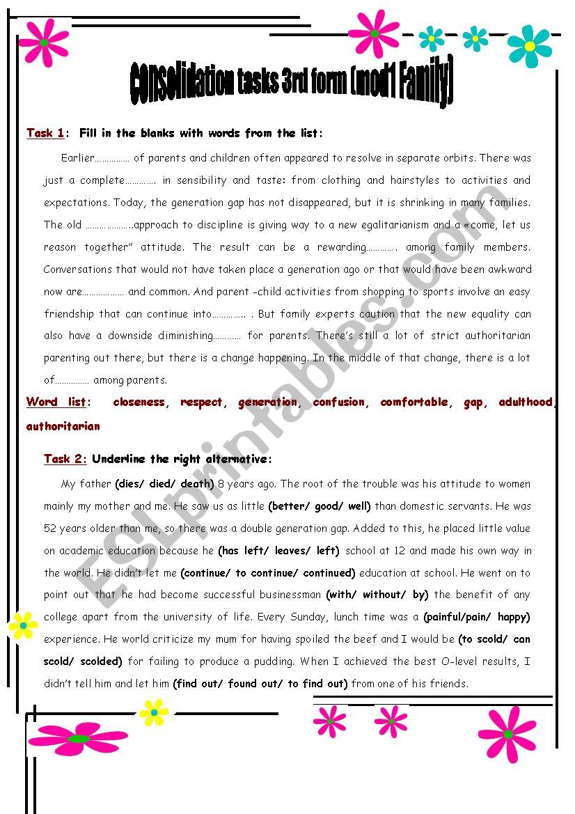 consolidation worksheet