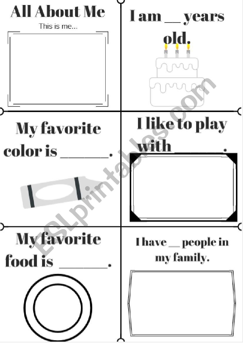All About Me Mini Book worksheet