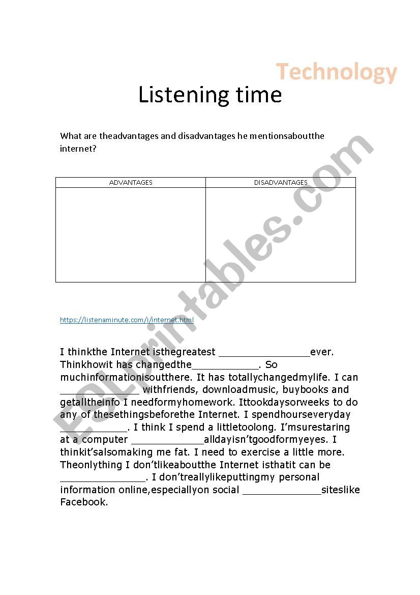 internet advantages and disadvantages listening