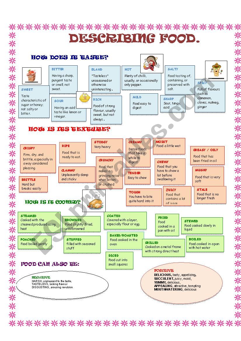 HOW TO DESCRIBE FOOD worksheet