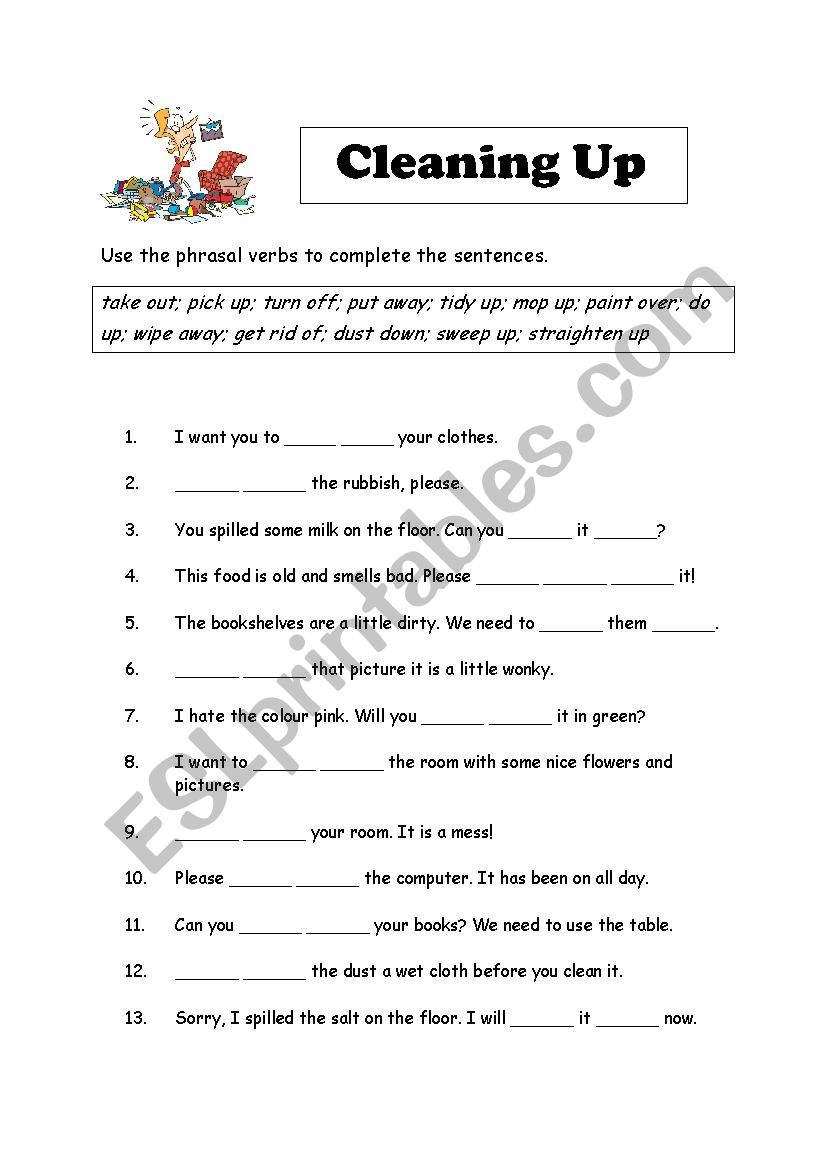 Phrasal Verbs - Cleaning Up worksheet