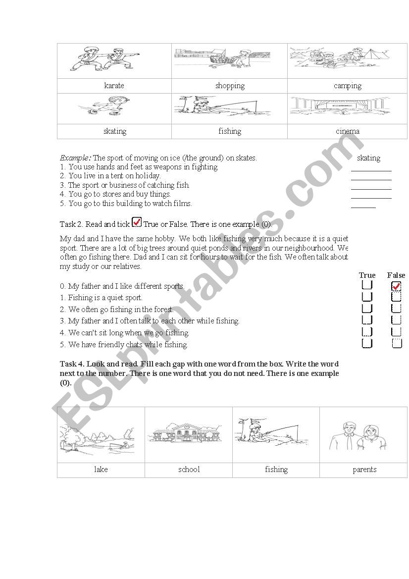 free time activity worksheet