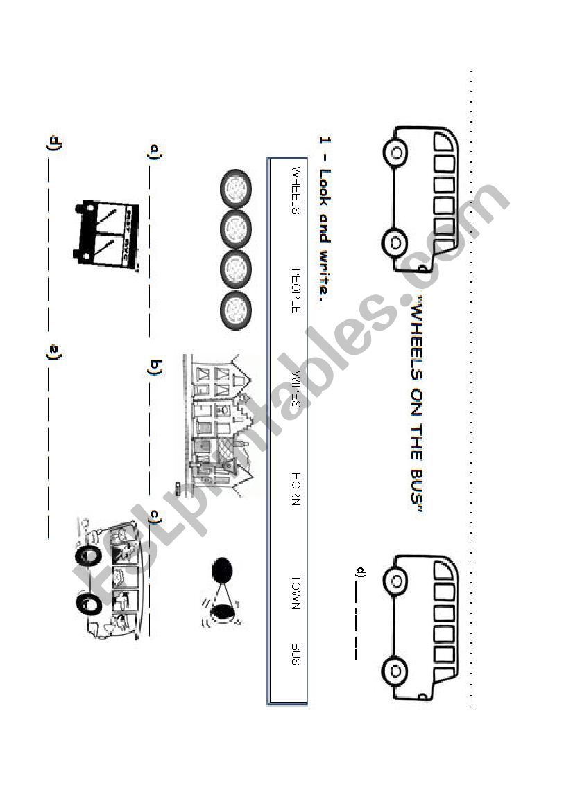 Wheels on the bus go round worksheet