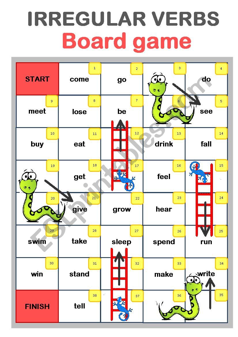 IRREGULAR VERBS - Boardgame worksheet