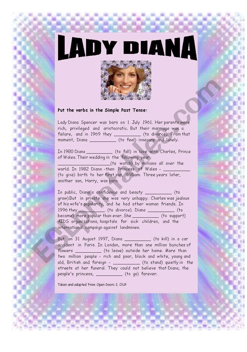 Biography of Lady Di (Diana Spencer) (write)