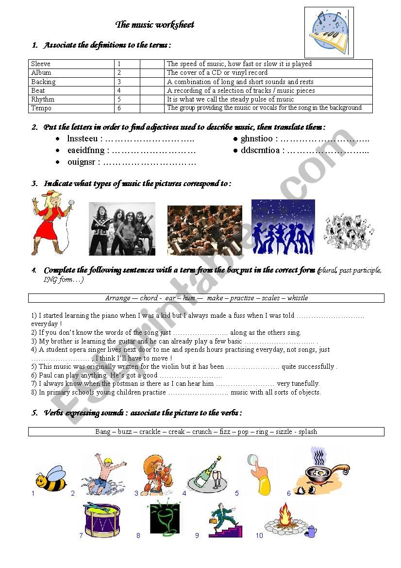 The music worksheet worksheet