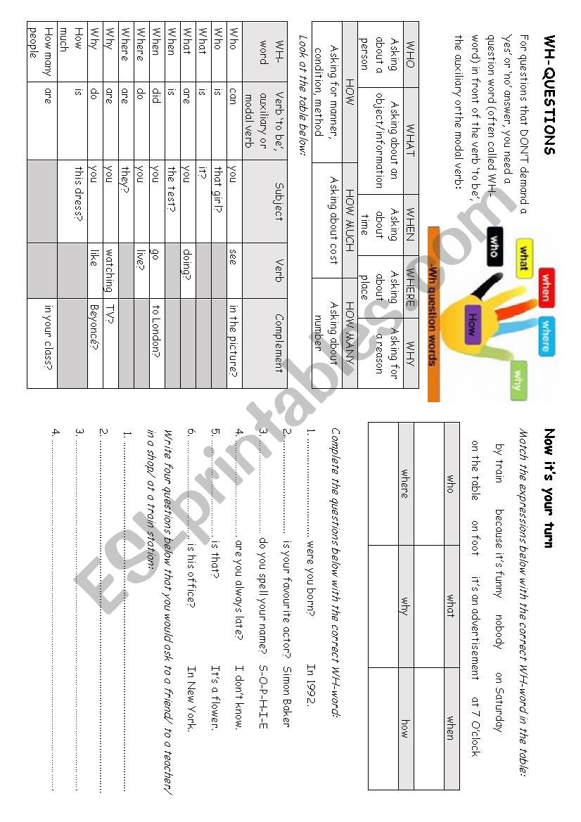 WH- Questions worksheet