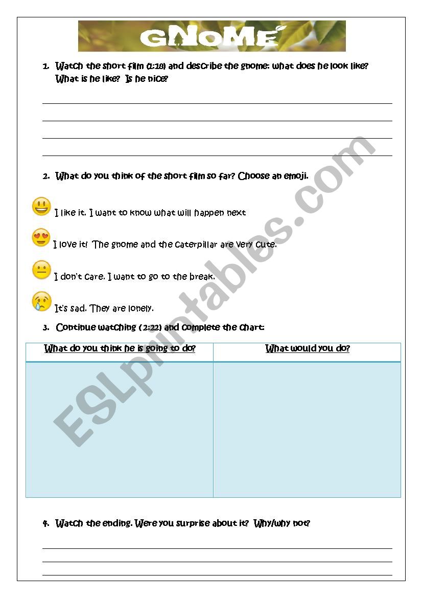 The Gnome worksheet