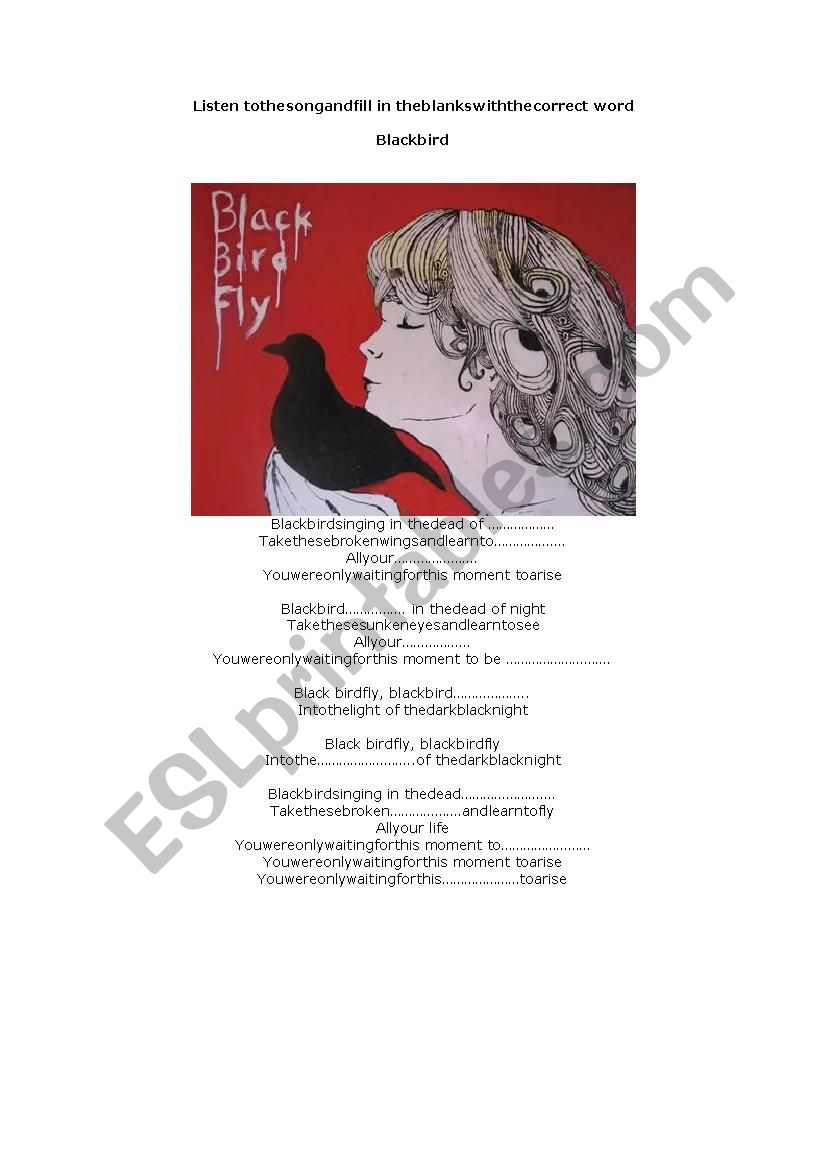 Blackbird  worksheet
