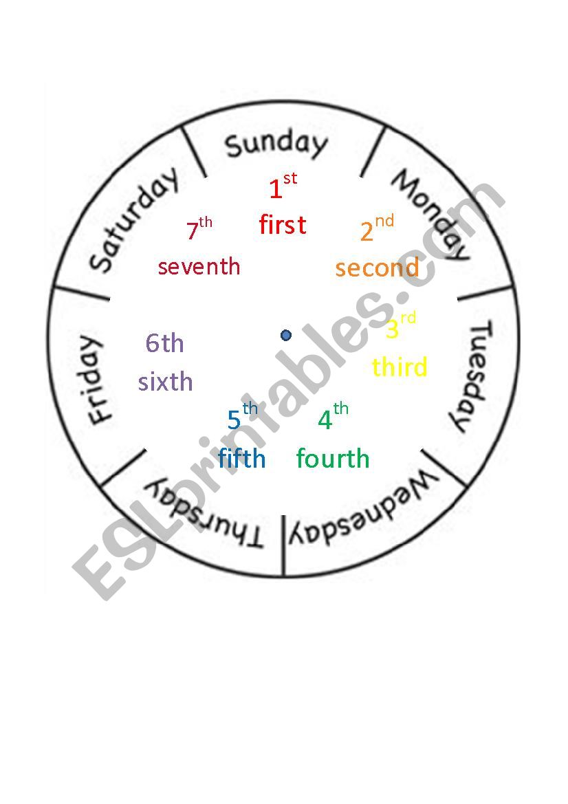 Days of the Week Wheel worksheet