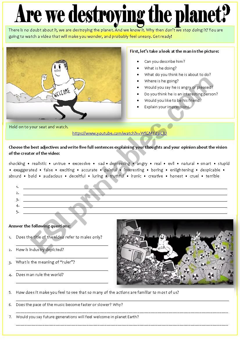 ARE WE DESTROYING THE PLANET? worksheet