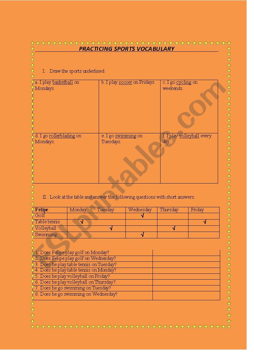 All about sports worksheet