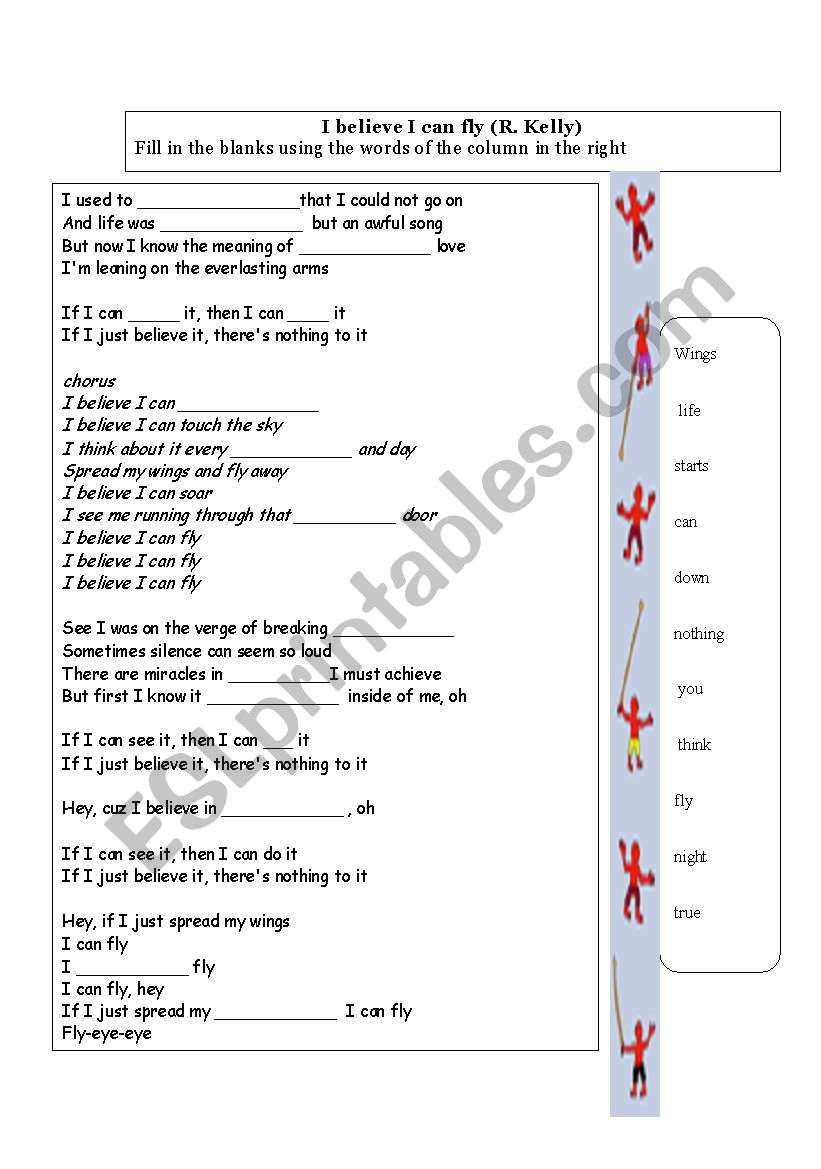 I Believe I Can Fly - song worksheet