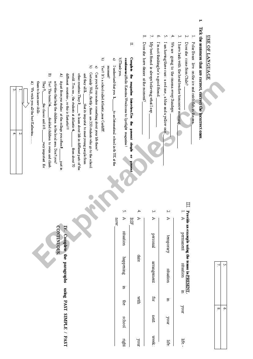 test review worksheet