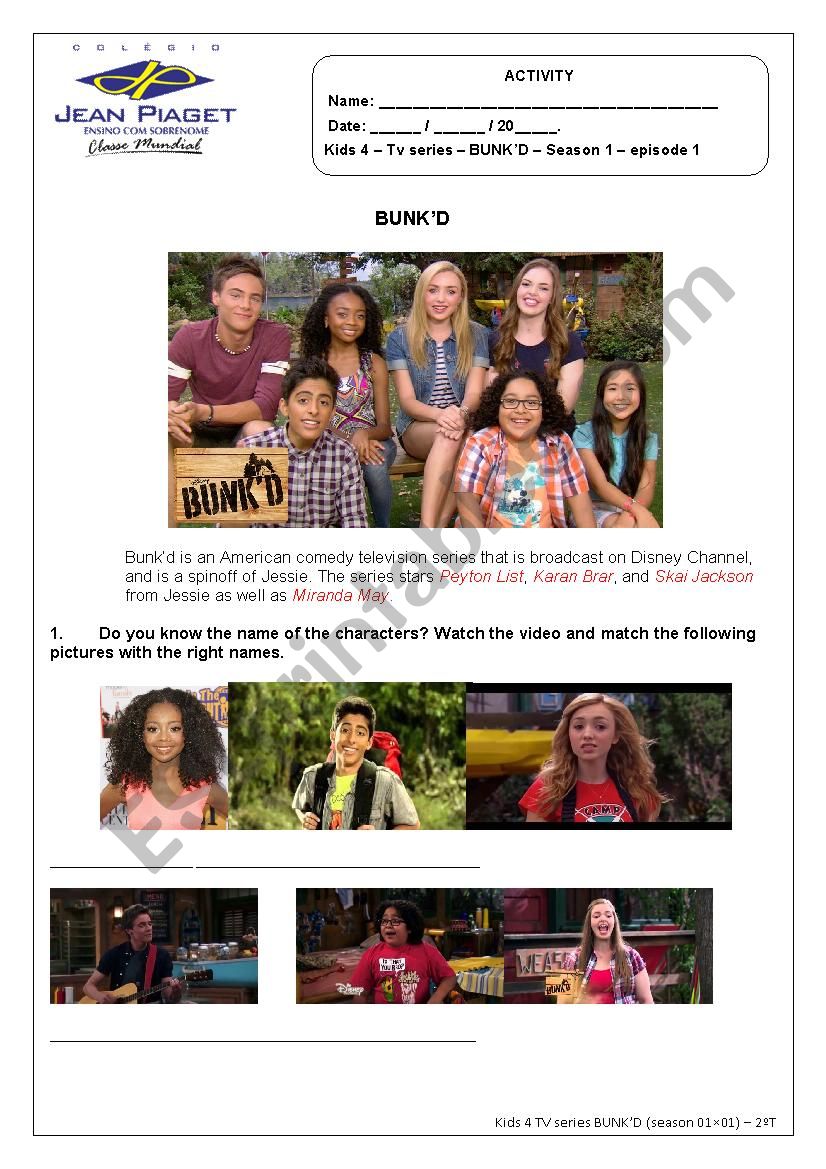 TV series Bunkd season 1 episode 1