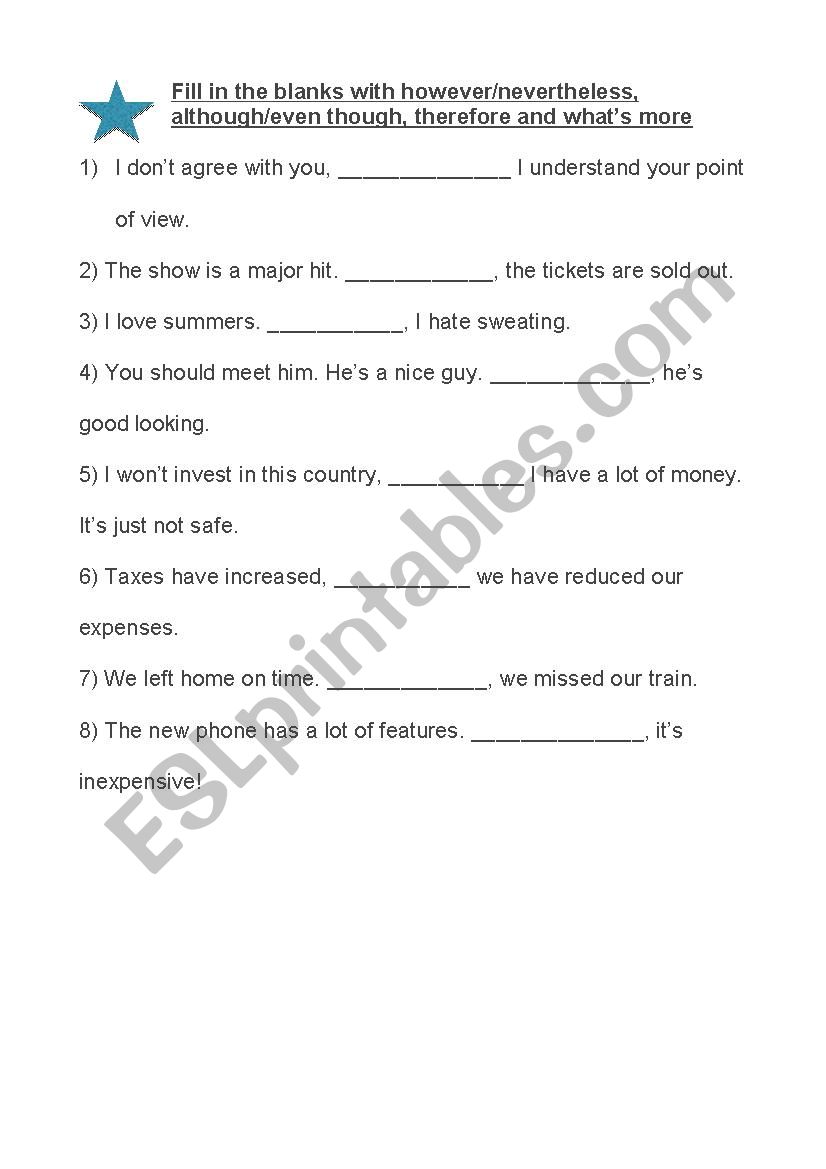 Linking words worksheet