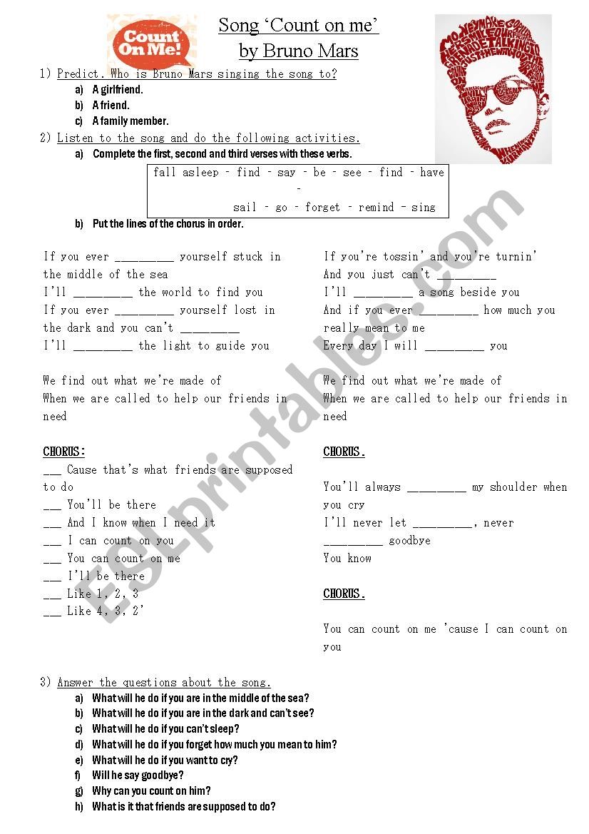 Song - Count on me - First Conditional