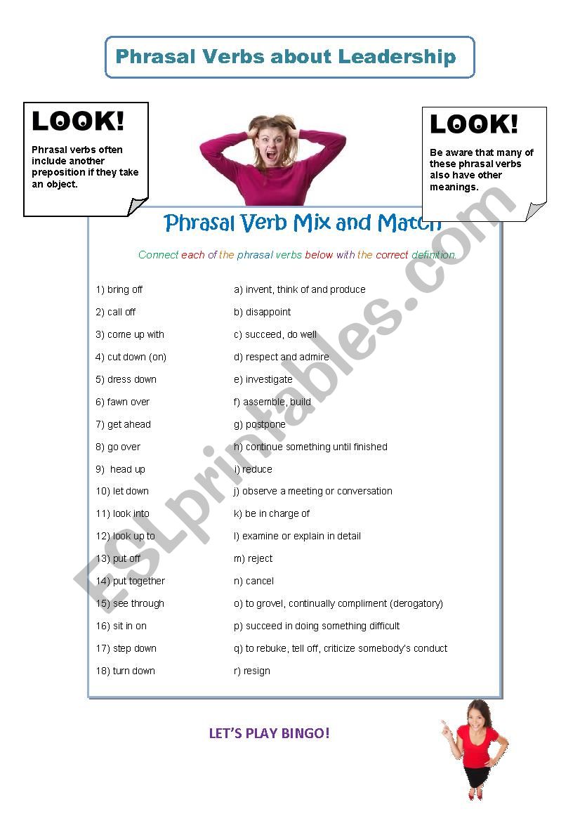 Leadership Phrasal Verbs worksheet