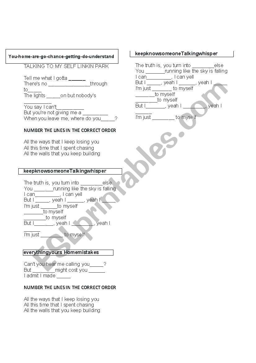 SONG ACTIVITY worksheet