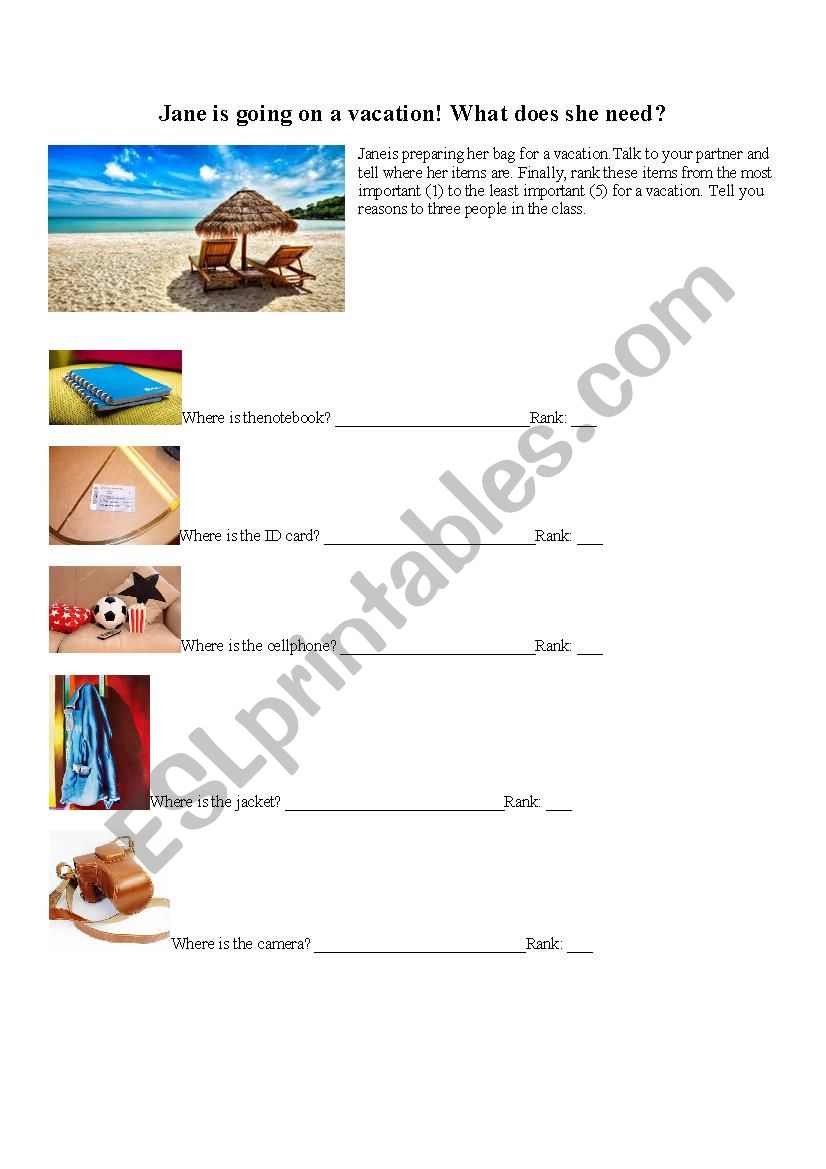 Prepositions of Location worksheet