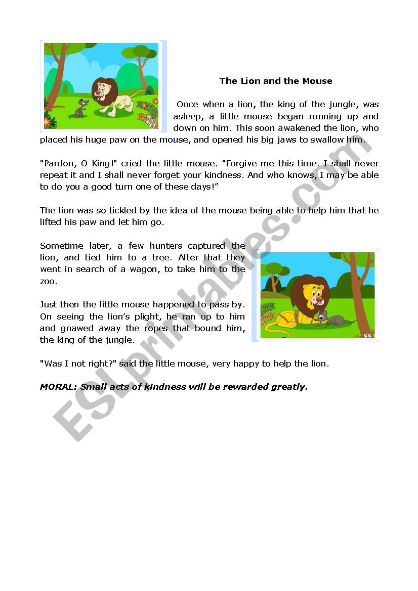 Animal Story/Fable - ESL worksheet by EPHY