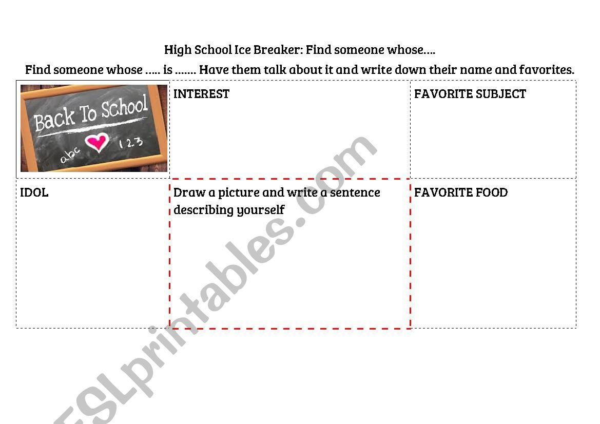 Ice Breaking Activity worksheet