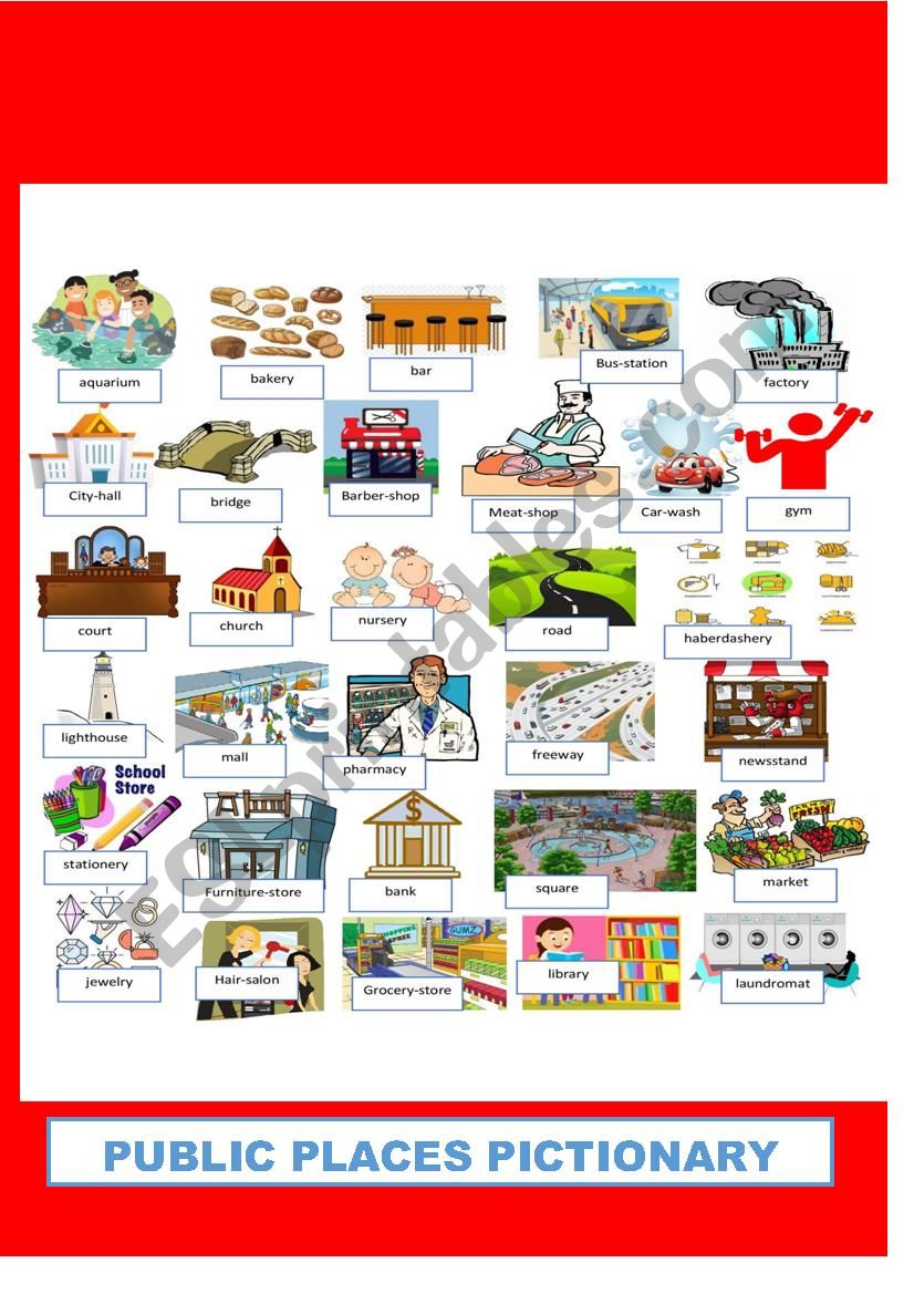 PUBLIC PLACES  PICTIONARY      SET 1 OF 3